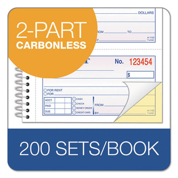 Adams® Two-part Rent Receipt Book, Two-part Carbonless, 2.75 X 4.75, 4-page, 200 Forms freeshipping - TVN Wholesale